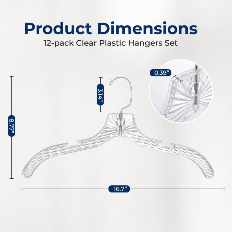 SereneLife Pack de 12 Perchas Transparentes Antideslizantes