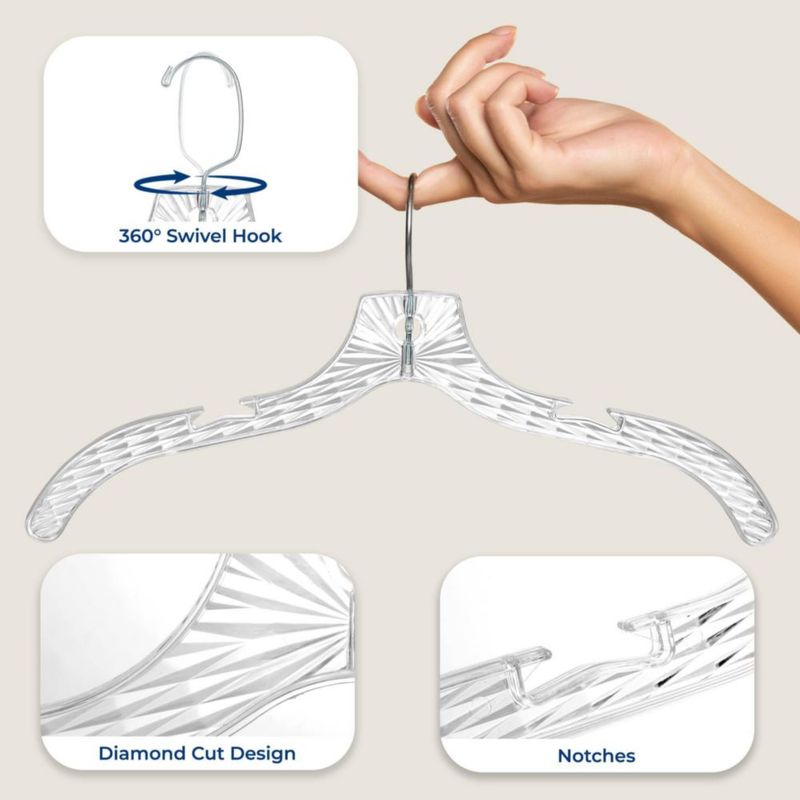 SereneLife Pack de 12 Perchas Transparentes Antideslizantes