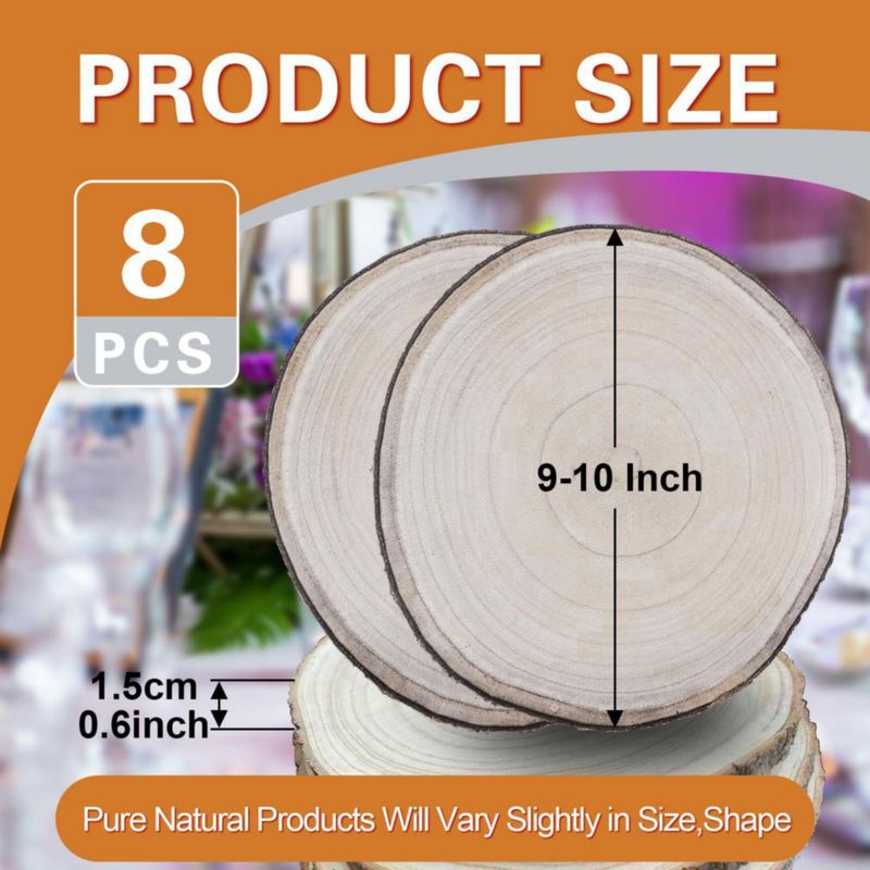 Rodajas de Madera Axincheng 23‑25 cm 8 piezas Natural de Paulownia