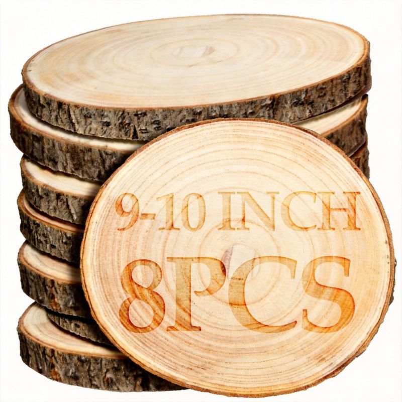 Rodajas de Madera Axincheng 23‑25 cm 8 piezas Natural de Paulownia