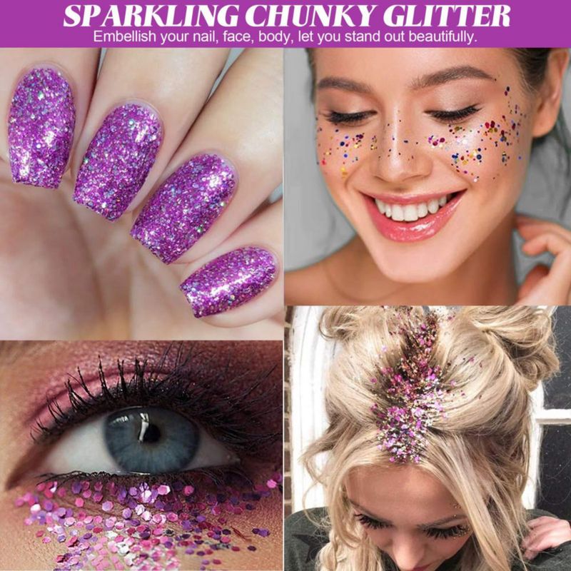 Brillantina HEMOER 12 colores 5 oz holográfica chunky