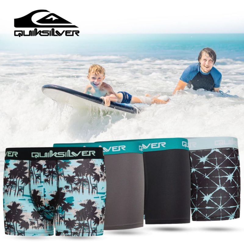 Ropa interior Quiksilver para niños – Pack de 4 calzoncillos tipo boxer stretch