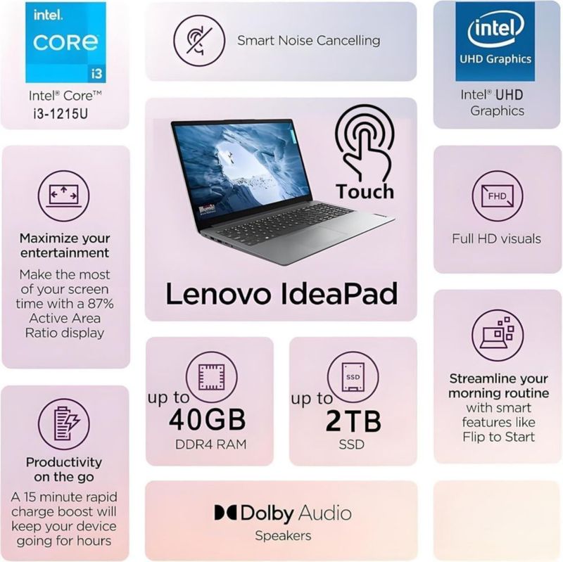 Portátil Lenovo Ideapad 3i i3 156" Touch 16 GB 512 GB SSD