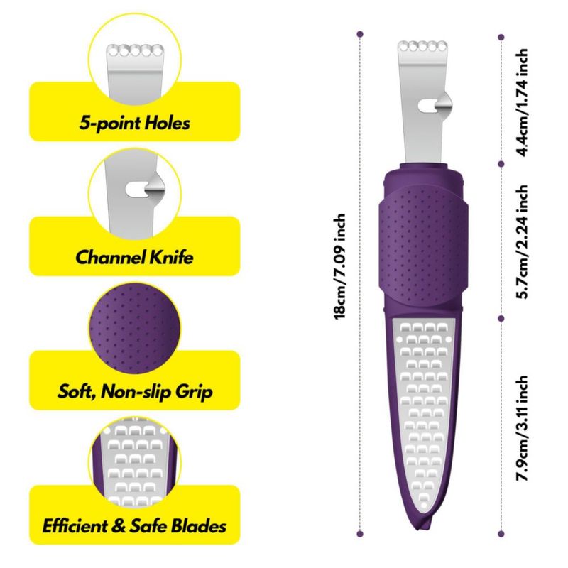 Rallador de Limón Rainspire 2 en 1 Acero Inoxidable Color Púrpura