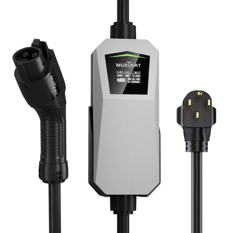 Cargador EV MUSTART 40A 240V NEMA 14-50 LCD 21 ft
