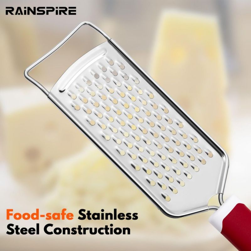 Rallador de Queso Rainspire de Acero Inoxidable con Mango Rojo
