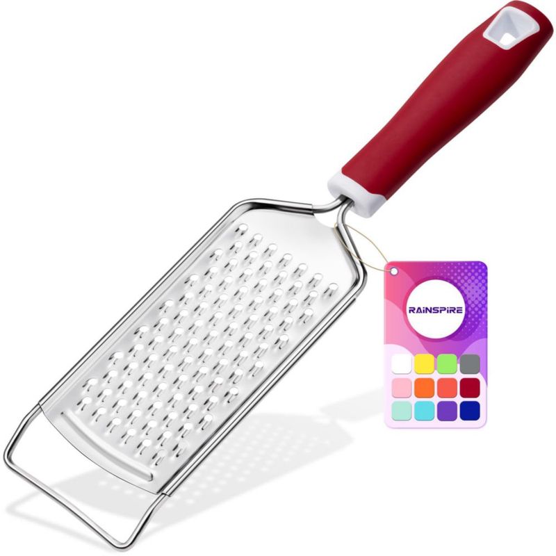 Rallador de Queso Rainspire de Acero Inoxidable con Mango Rojo