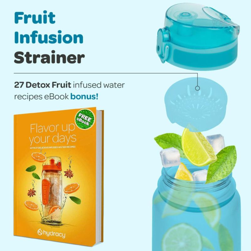 Botella de Agua Hydracy 500 ml con Marcador de Tiempo e Infusor de Frutas