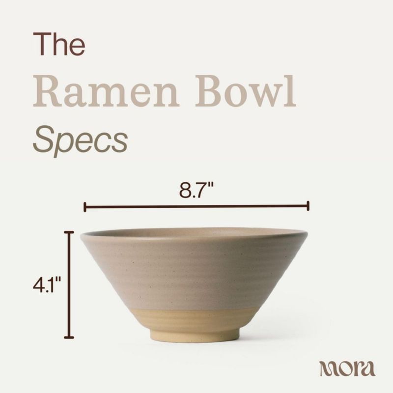 Juego de 2 tazones para ramen MORA de 45 oz (1 290 ml) estilo hongo aptos para microondas