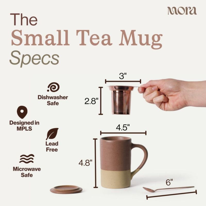 Taza de té MORA 355 ml con infusor y tapa