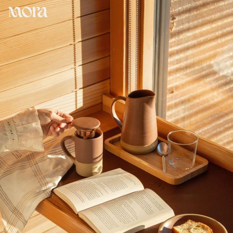Taza de té MORA 355 ml con infusor y tapa
