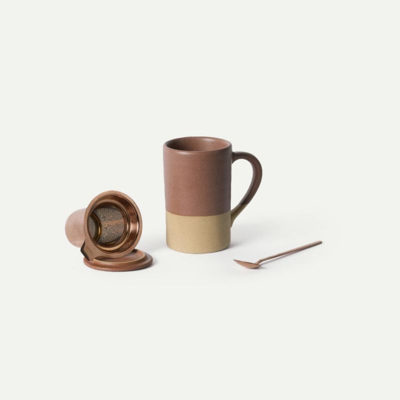 Taza de té MORA 355 ml con infusor y tapa
