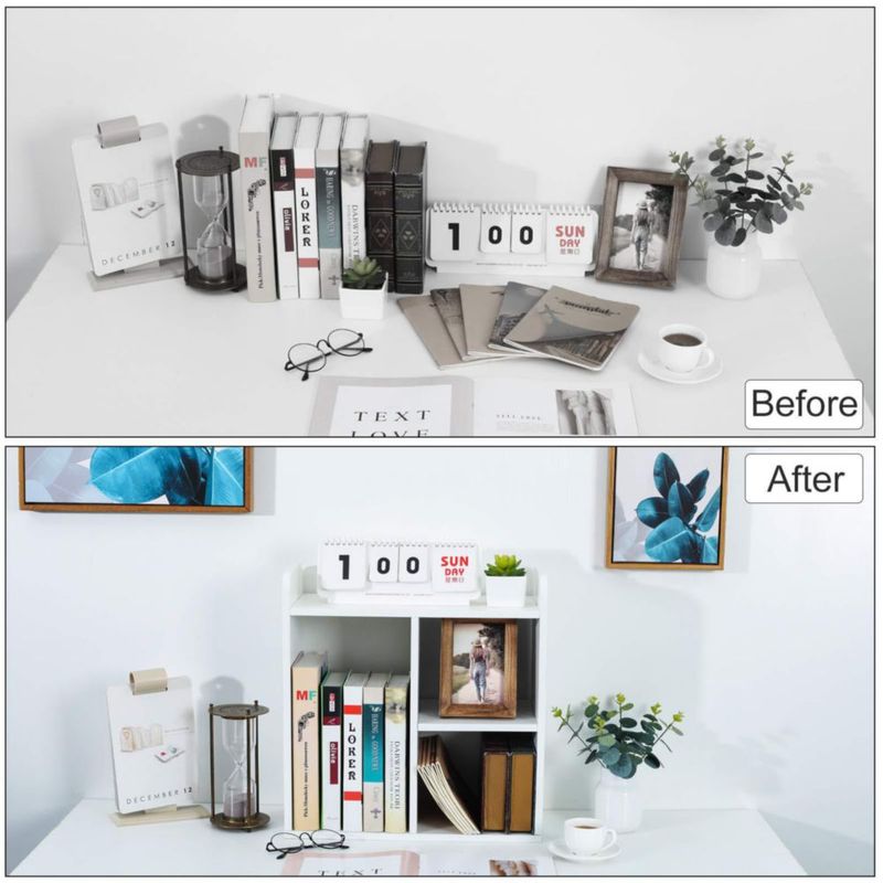 Estantería de escritorio de madera PAG 42 × 19 × 17 cm – Organizador