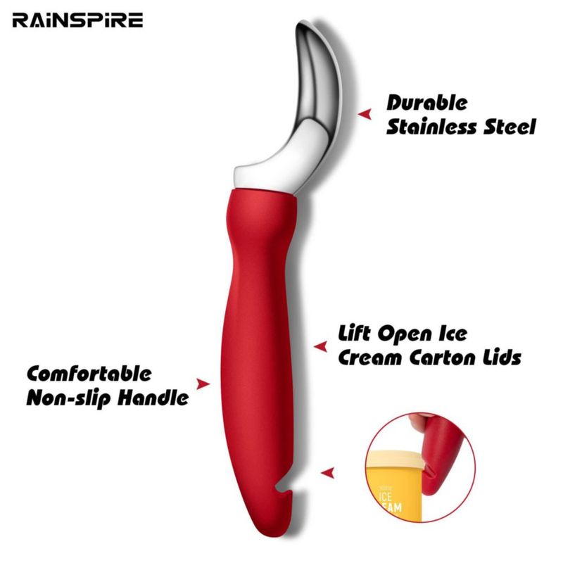 Cuchara para helado Rainspire de acero inoxidable roja