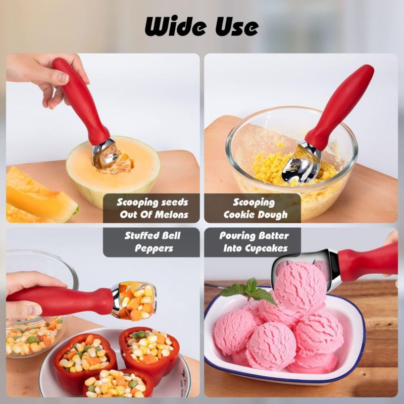 Cuchara para helado Rainspire de acero inoxidable roja