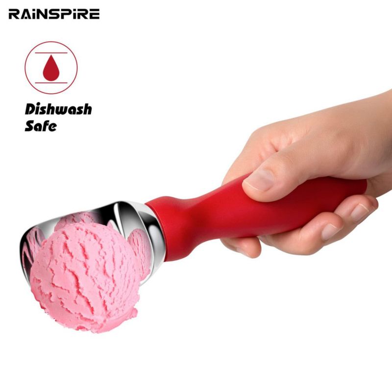 Cuchara para helado Rainspire de acero inoxidable roja