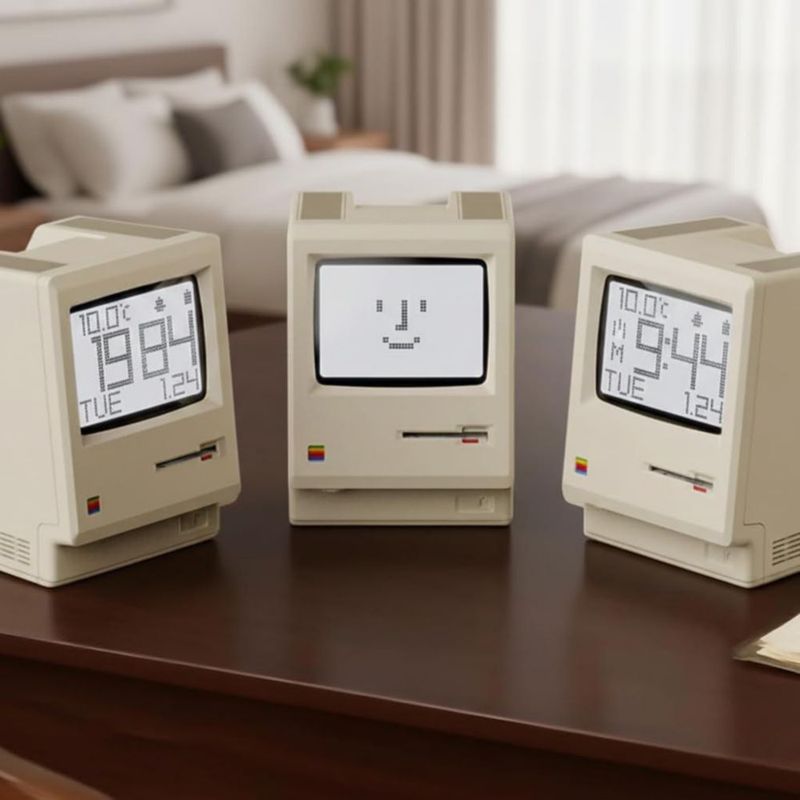 Reloj despertador de escritorio OIJ Retro Pixel USB – Alarmas múltiples