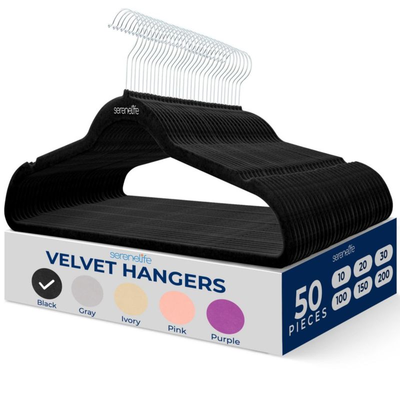 Perchas de ropa SereneLife pack de 50 terciopelo antideslizante