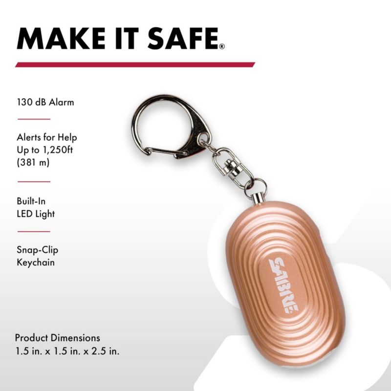 Alarma personal SABRE 130 dB 381 m LED con gancho de enganche