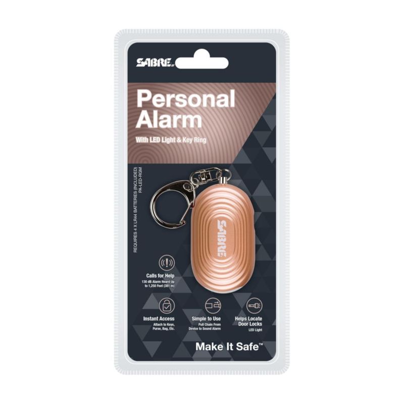 Alarma personal SABRE 130 dB 381 m LED con gancho de enganche