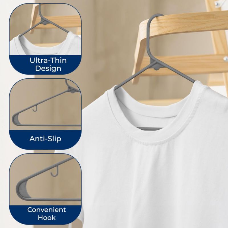 Perchas de ropa SereneLife pack de 100 gris