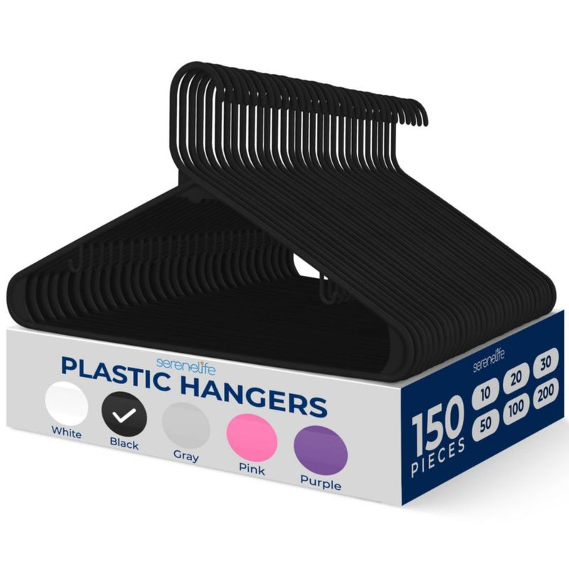 Perchas SereneLife 150 pzas Negro Antideslizante