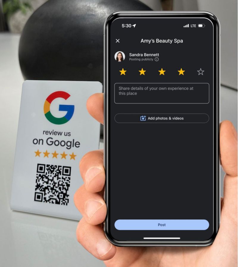 Soporte de reseñas ProsperQR 10 unidades NFC y QR blanco