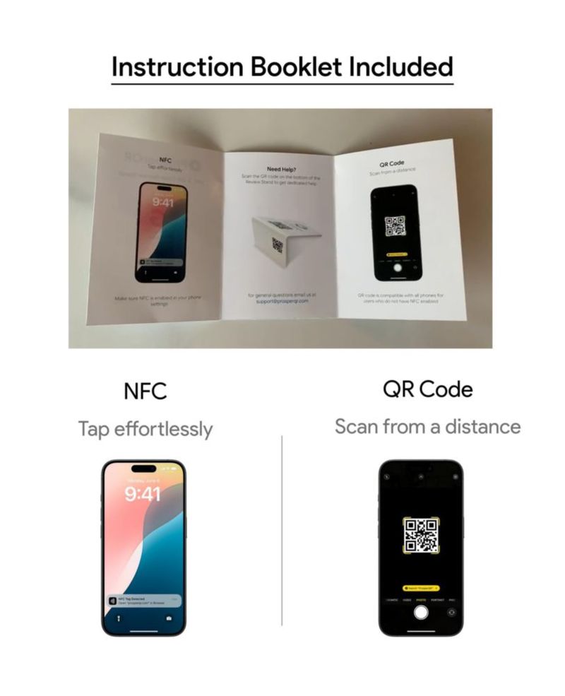 Soporte de reseñas ProsperQR 10 unidades NFC y QR blanco