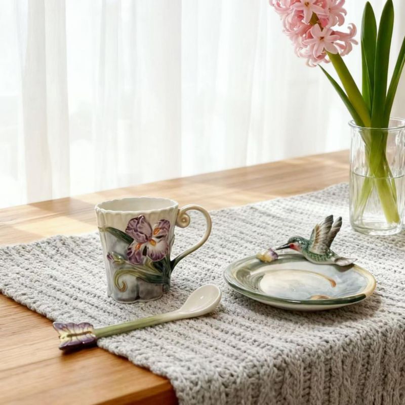 Juego de taza de té Minigift 170 ml con diseño 3D pintado a mano – Regalo