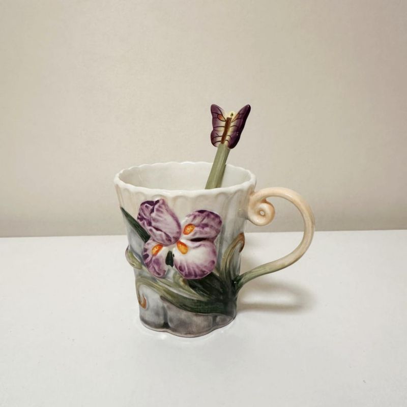 Juego de taza de té Minigift 170 ml con diseño 3D pintado a mano – Regalo