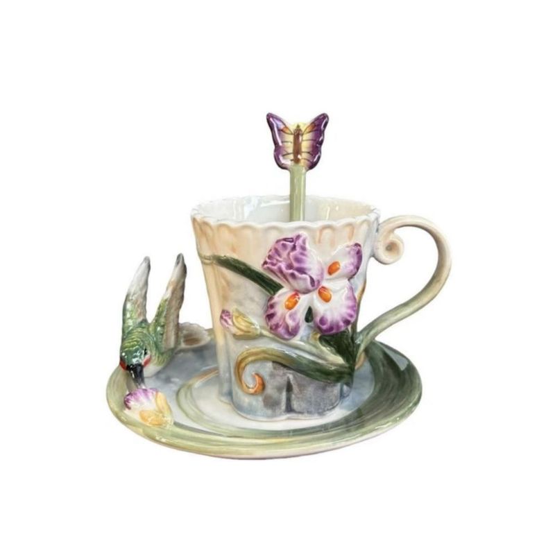 Juego de taza de té Minigift 170 ml con diseño 3D pintado a mano – Regalo
