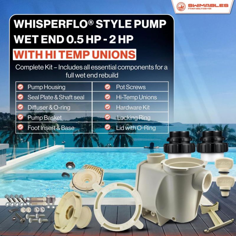 Kit de reemplazo de extremo húmedo Swimables para Pentair Whisperflo
