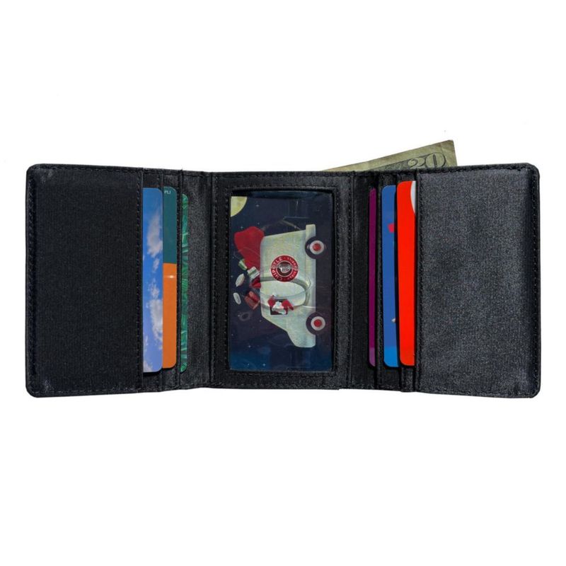 Billetera Big Skinny Tri-Fold Negra Capacidad para 25 Tarjetas