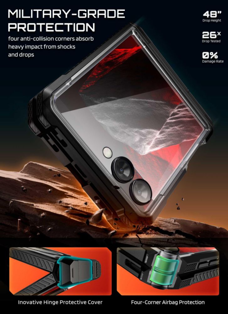 Funda SUPCASE Galaxy Z Flip 8 con soporte integrado - Negro