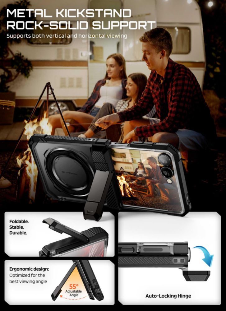 Funda SUPCASE Galaxy Z Flip 8 con soporte integrado - Negro