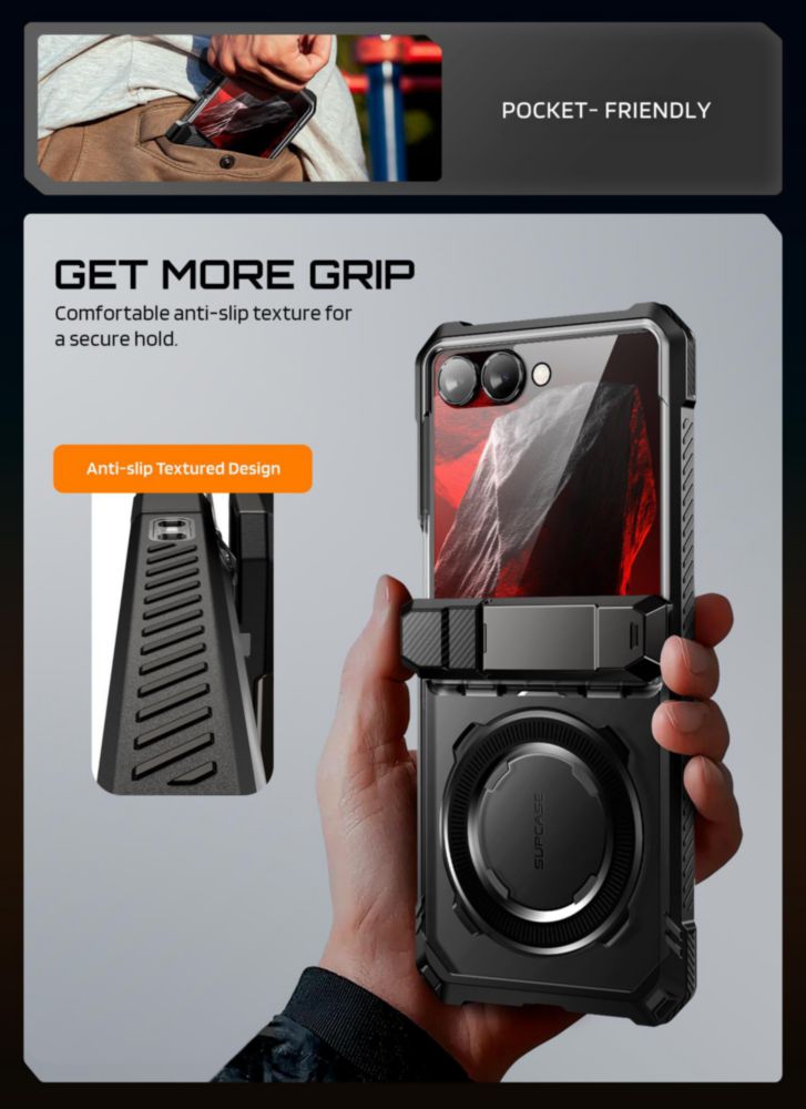Funda SUPCASE Galaxy Z Flip 8 con soporte integrado - Negro