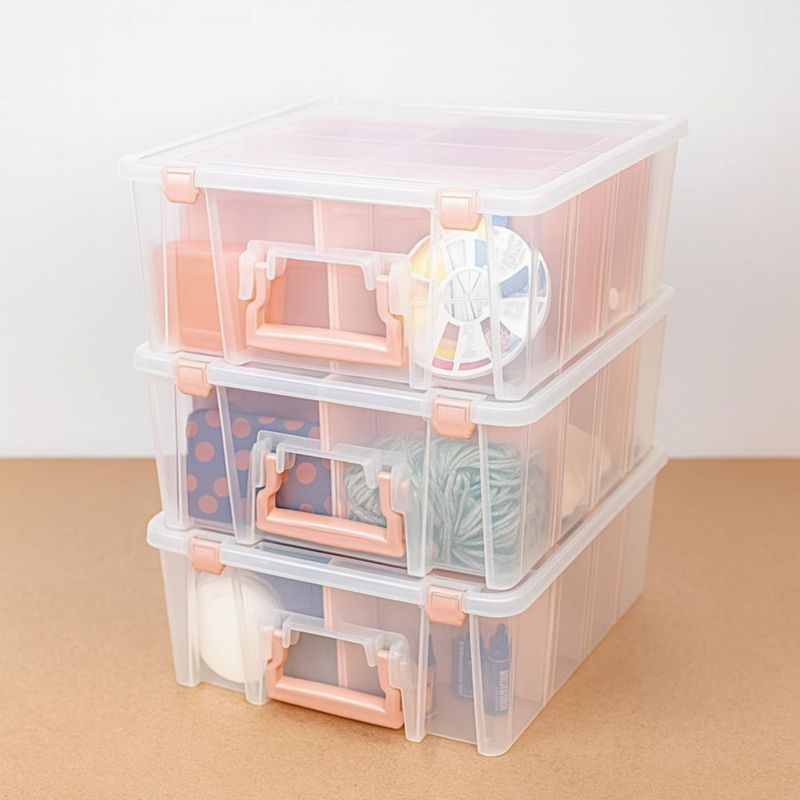 Caja de almacenamiento ArtBin 3 unidades 8 compartimentos rosa dorado
