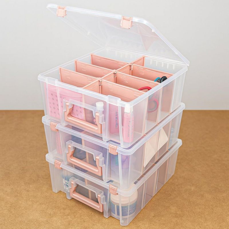 Caja de almacenamiento ArtBin 3 unidades 8 compartimentos rosa dorado