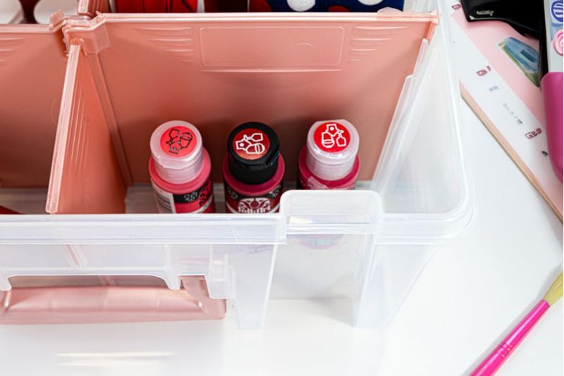 Caja de almacenamiento ArtBin 3 unidades 8 compartimentos rosa dorado