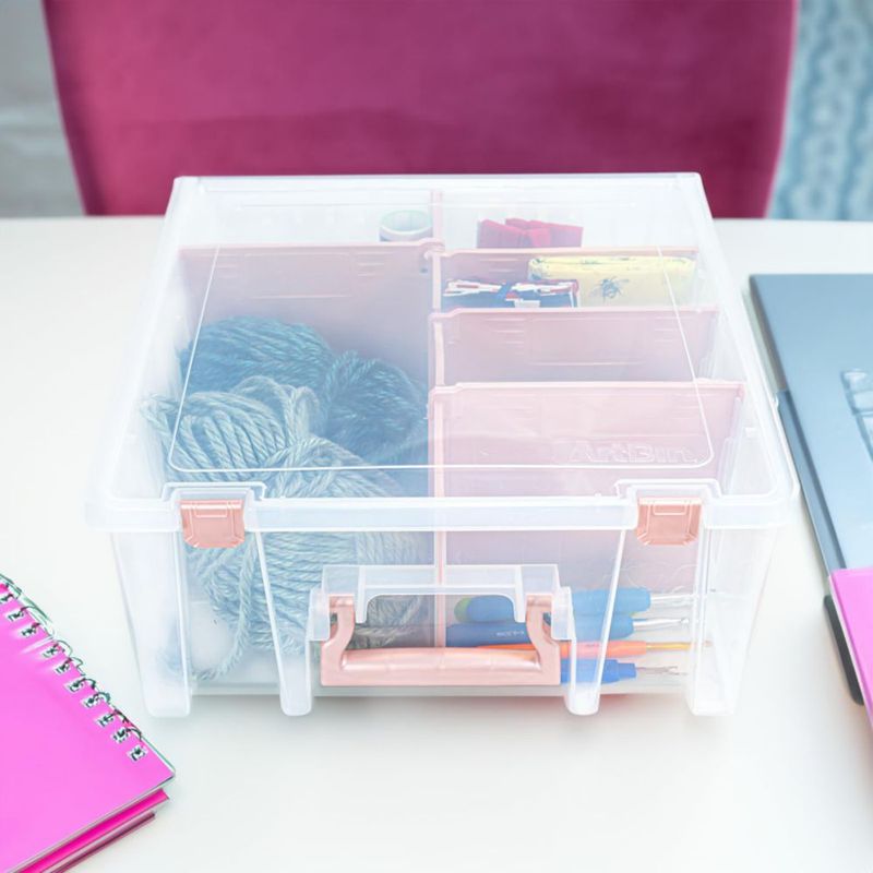 Caja de almacenamiento ArtBin 3 unidades 8 compartimentos rosa dorado