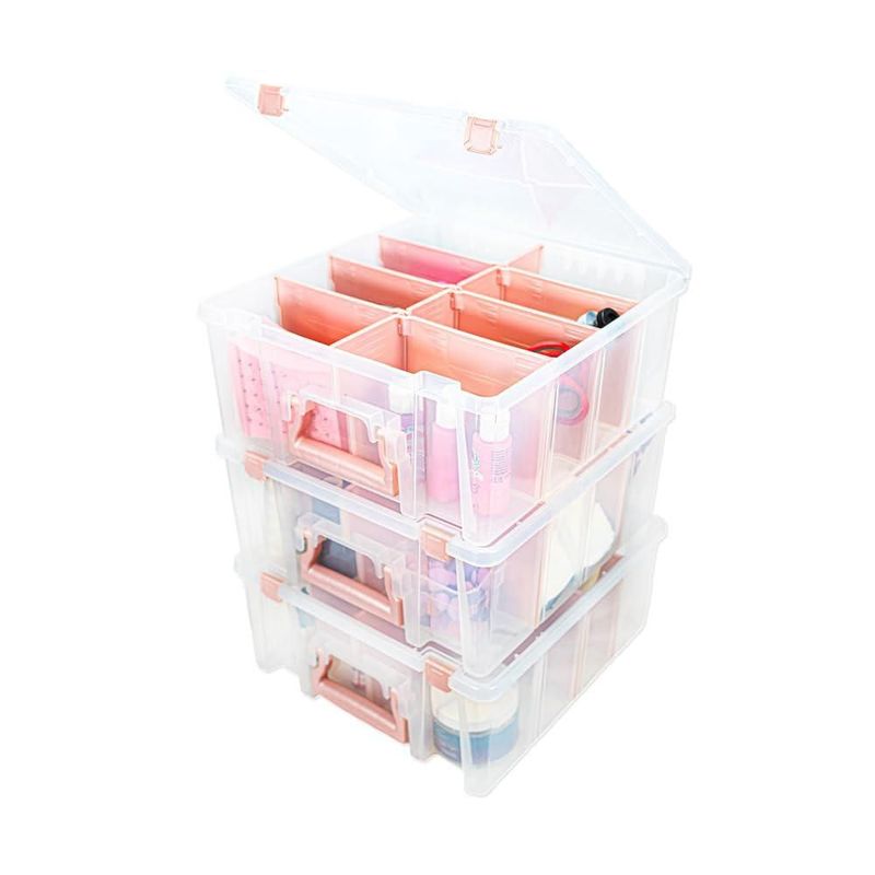 Caja de almacenamiento ArtBin 3 unidades 8 compartimentos rosa dorado