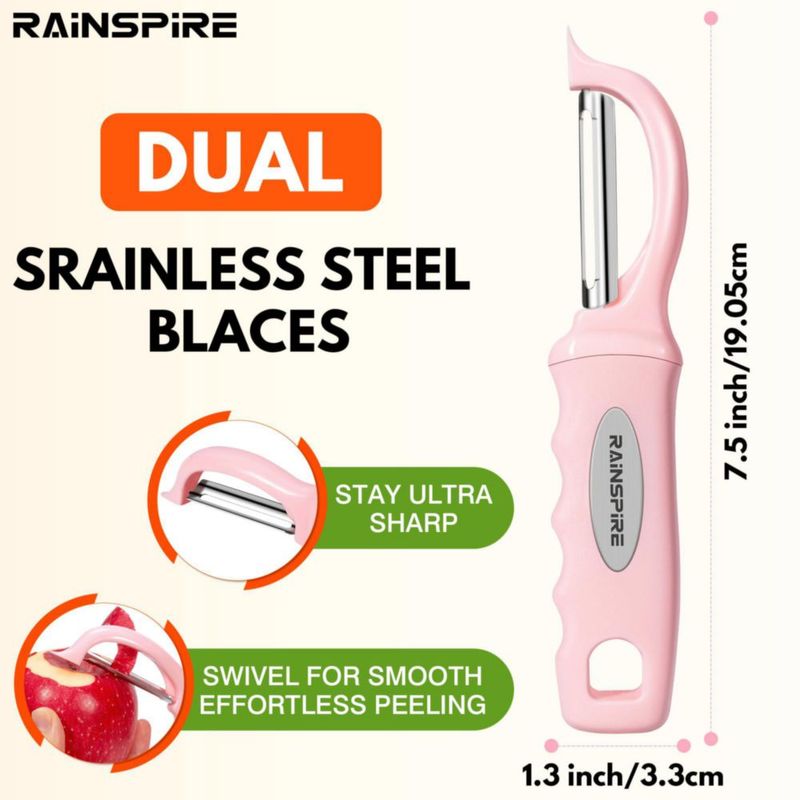 Pelador de verduras Rainspire 20 cm rosa - pack de 2