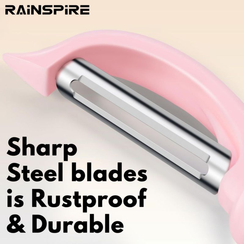 Pelador de verduras Rainspire 20 cm rosa - pack de 2
