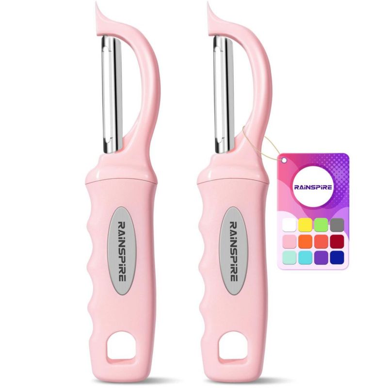 Pelador de verduras Rainspire 20 cm rosa - pack de 2