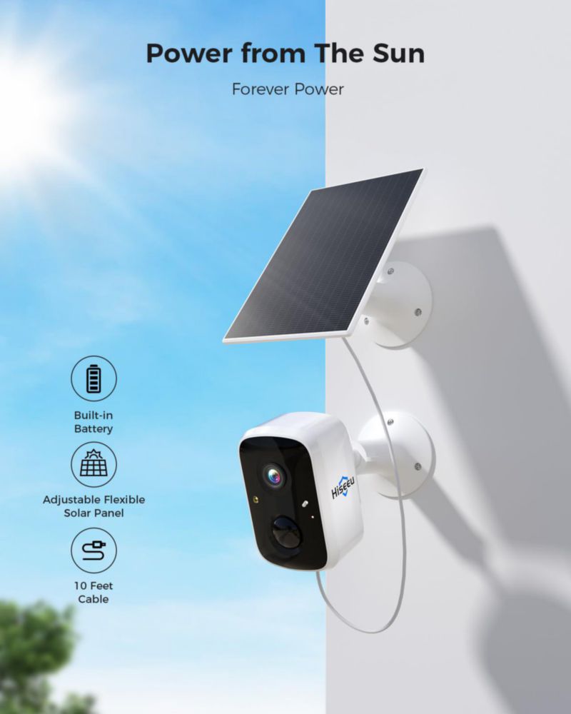 Cámara de Seguridad Solar Inalámbrica Hiseeu – Kit de 4 Cámaras