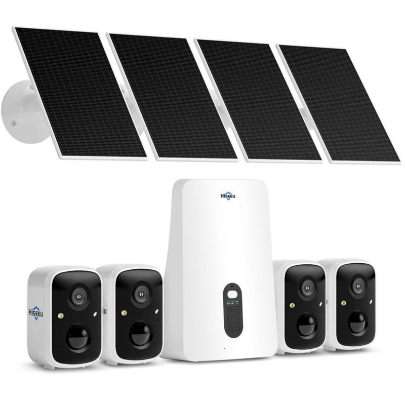 Cámara de Seguridad Solar Inalámbrica Hiseeu – Kit de 4 Cámaras
