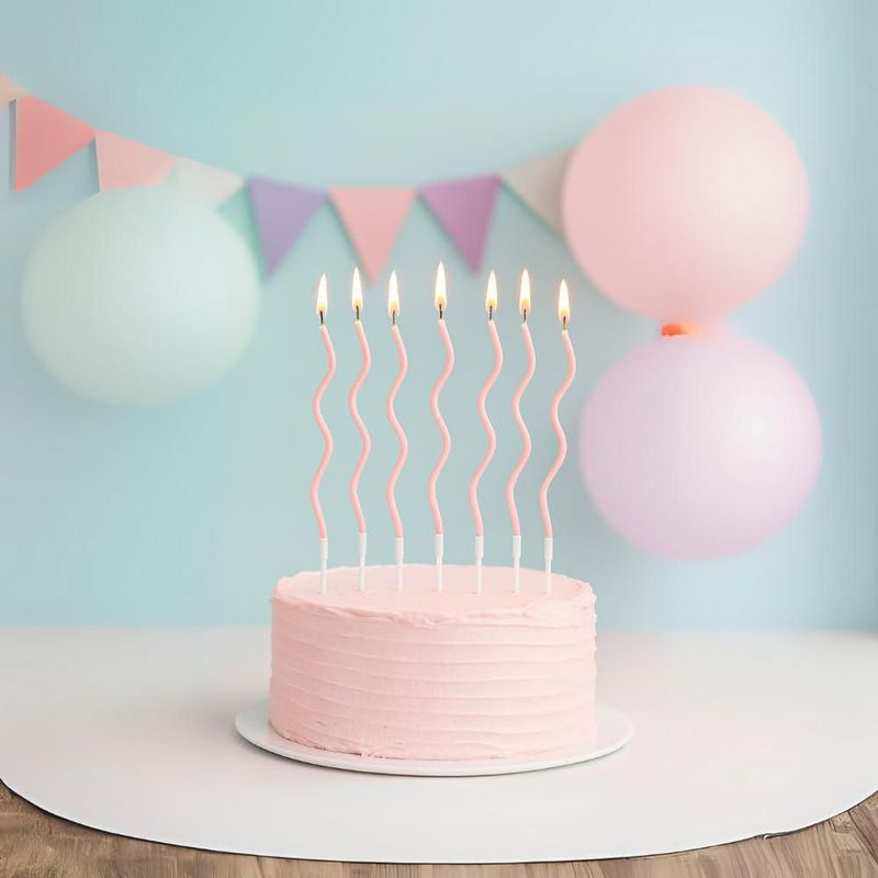 Velas Cwise 24 unidades espirales rosa pastel para pastel
