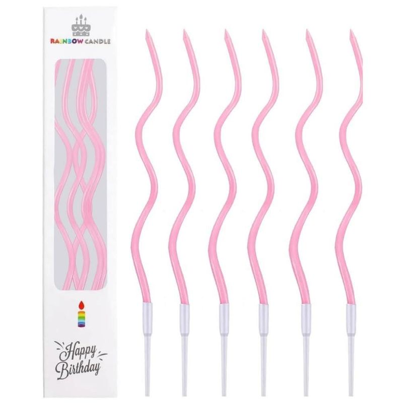 Velas Cwise 24 unidades espirales rosa pastel para pastel