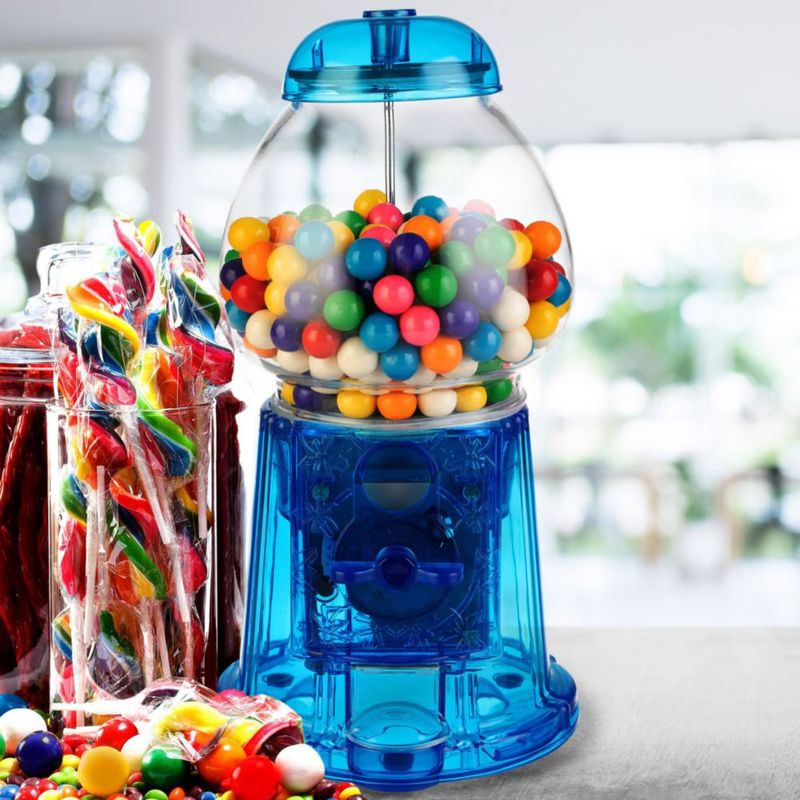 Máquina dispensadora de chicles Great Northern 28 cm azul de funcionamiento con monedas