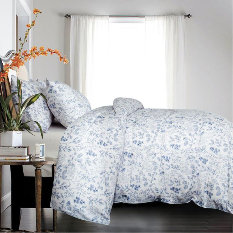 Juego de Edredón BUPIRD Queen Floral 3 Piezas Azul